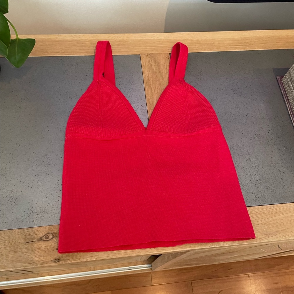 Free People Red Ribbed Bralette Tank, Sz XS